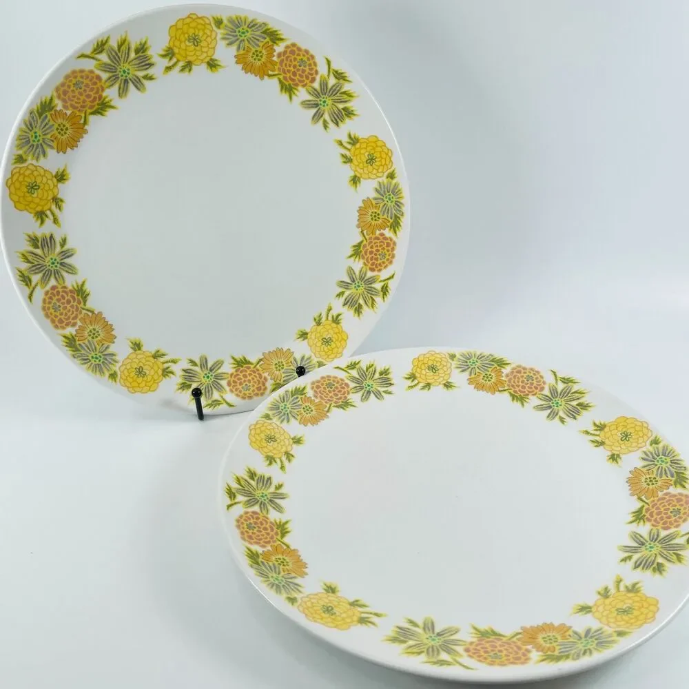 Noritake Progression Sunny Side 9003 Dinner Plates 10.25” Set of 2 MCM Japan